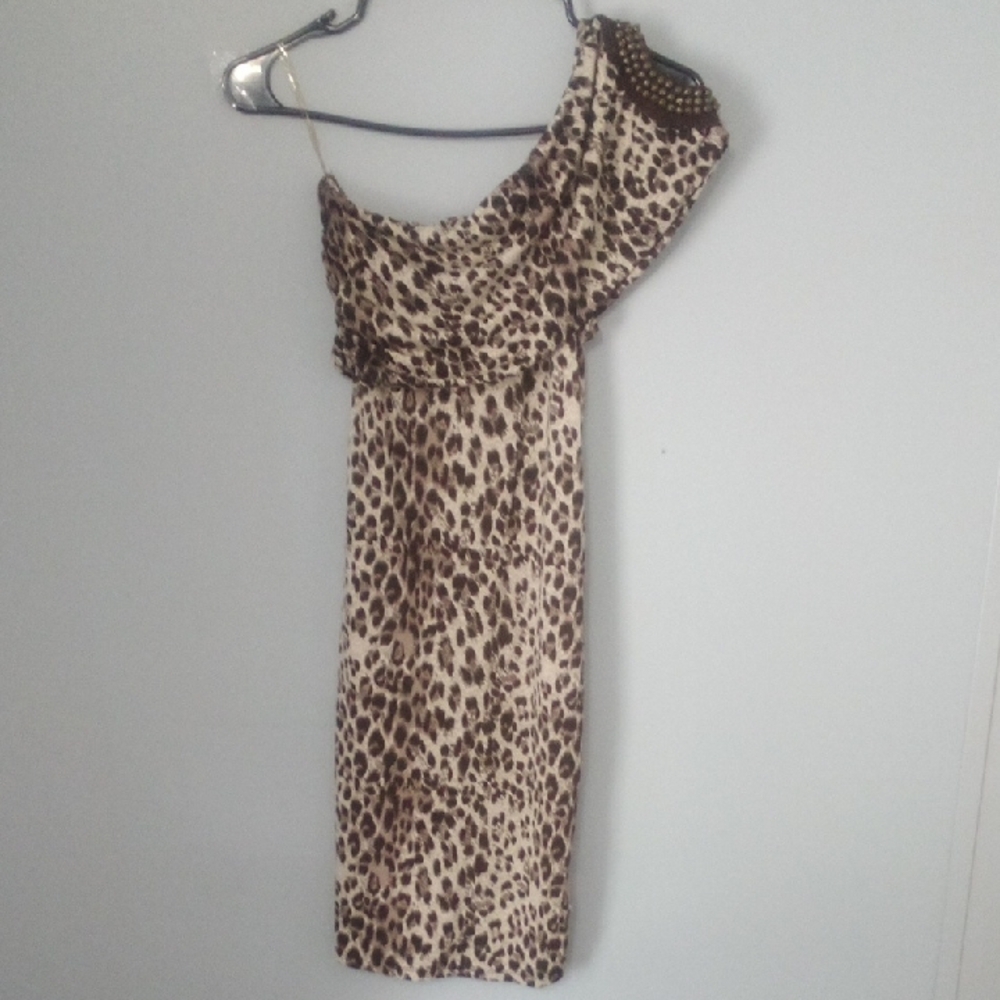 Leopard Print One-Shoulder Dress